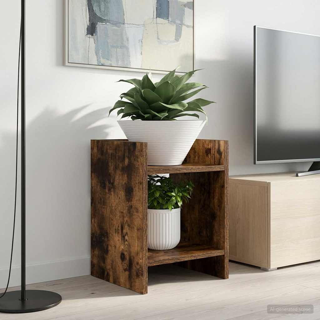 Vidaxl plantenstandaard gerookt eiken 30 x 30 x 40 cm bewerkt hout