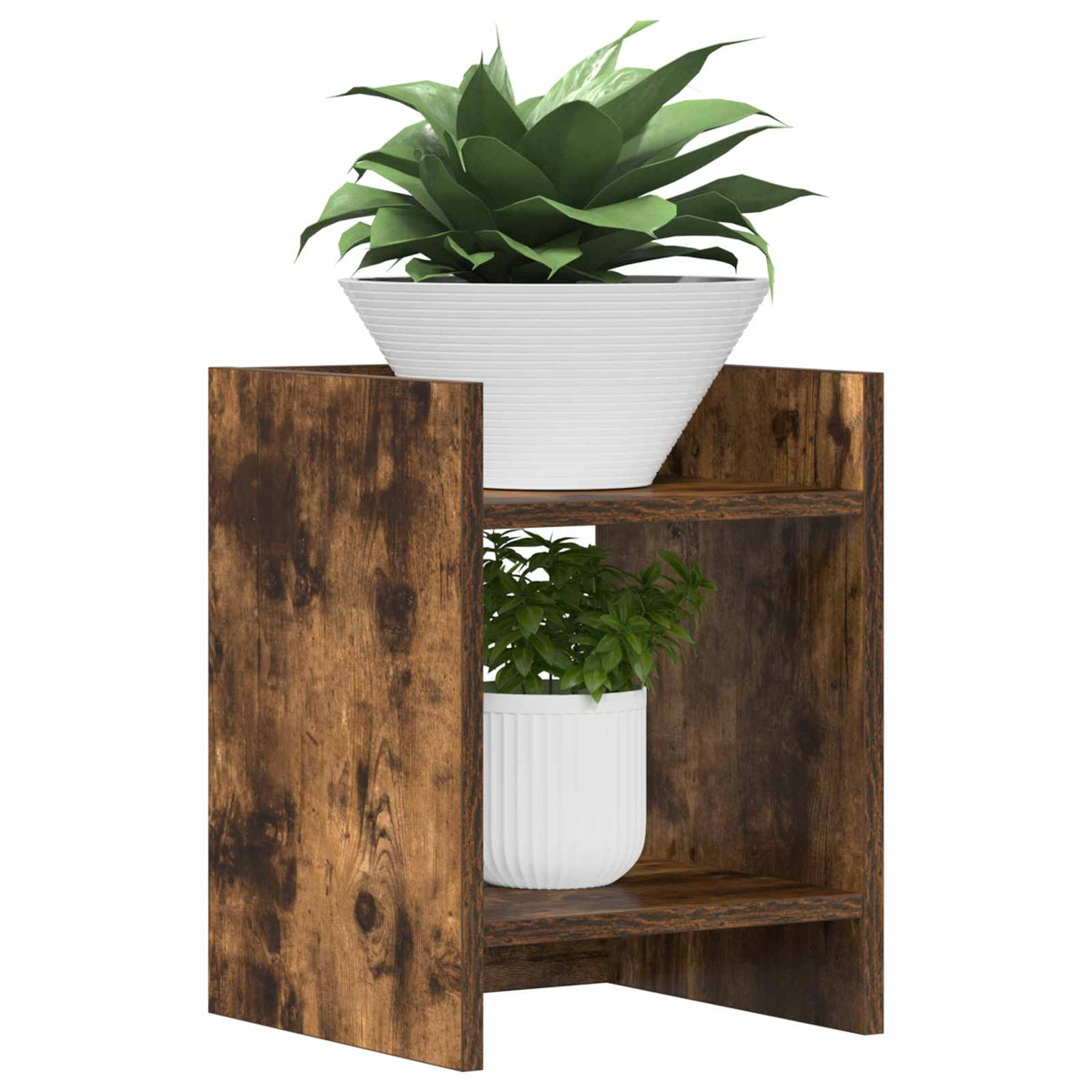 Vidaxl plantenstandaard 2 st gerookt eiken 30 x 30 x 40 cm