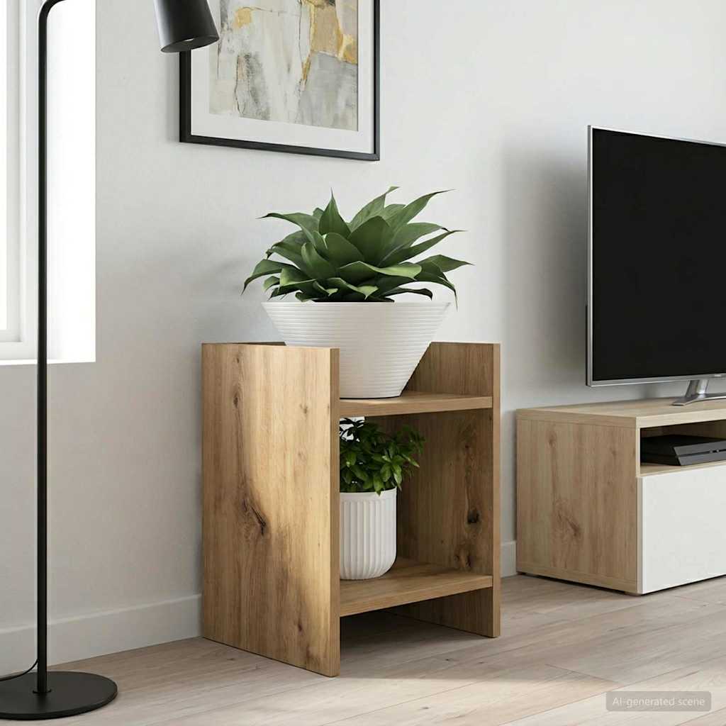 Vidaxl plantenstandaard 2 st artisanaal eiken 30 x 30 x 40 cm