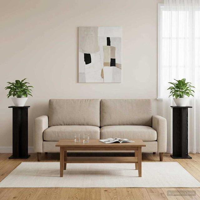 Vidaxl plantenstandaard 2 st zwart eiken 25 x 25,5 x 80,5 cm