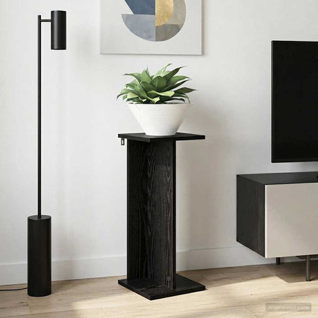 Vidaxl plantenstandaard zwart eiken 25 x 25,5 x 60,5 cm bewerkt hout