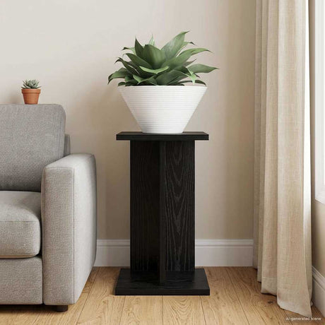 Vidaxl plantenstandaard zwart eiken 25 x 25,5 x 40,5 cm bewerkt hout