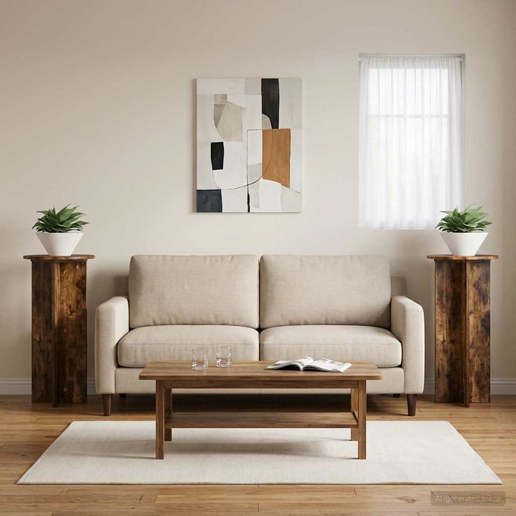 Vidaxl plantenstandaard 2 st gerookt eiken 40 x 40 x 80 cm