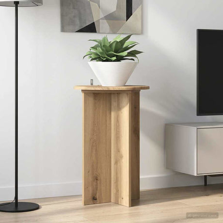 Vidaxl plantenstandaard 2 st artisanaal eiken ø40 x 60 cm bewerkt hout