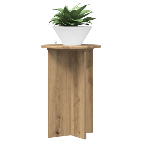 Vidaxl plantenstandaard 2 st artisanaal eiken ø40 x 60 cm bewerkt hout