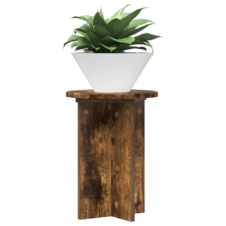 Vidaxl plantenstandaard 2 st gerookt eiken ø29,5 x 40 cm bewerkt hout