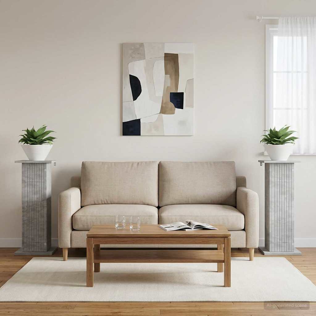 Vidaxl plantenstandaard 2 st betongrijs 30,5 x 30 x 80,5 cm