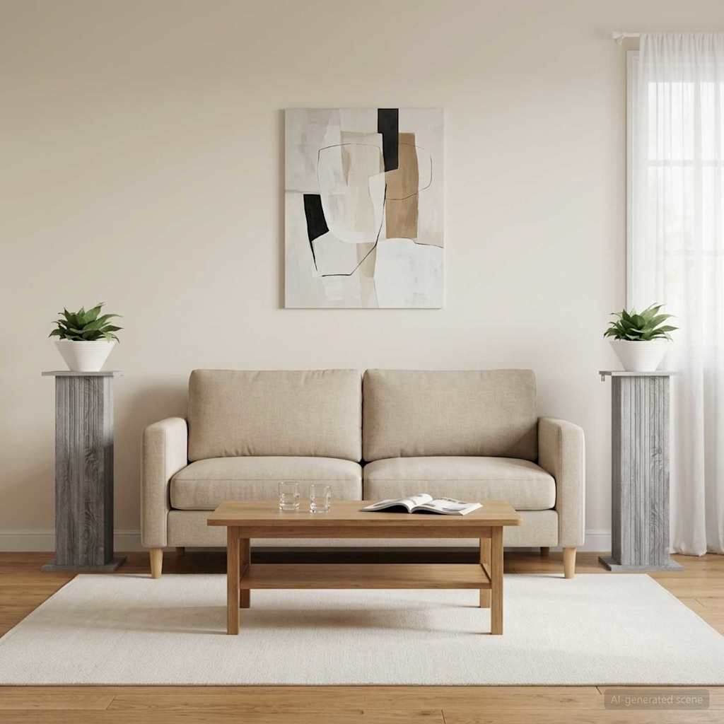Vidaxl plantenstandaard 2 st grijs sonoma 30,5 x 30 x 80,5 cm