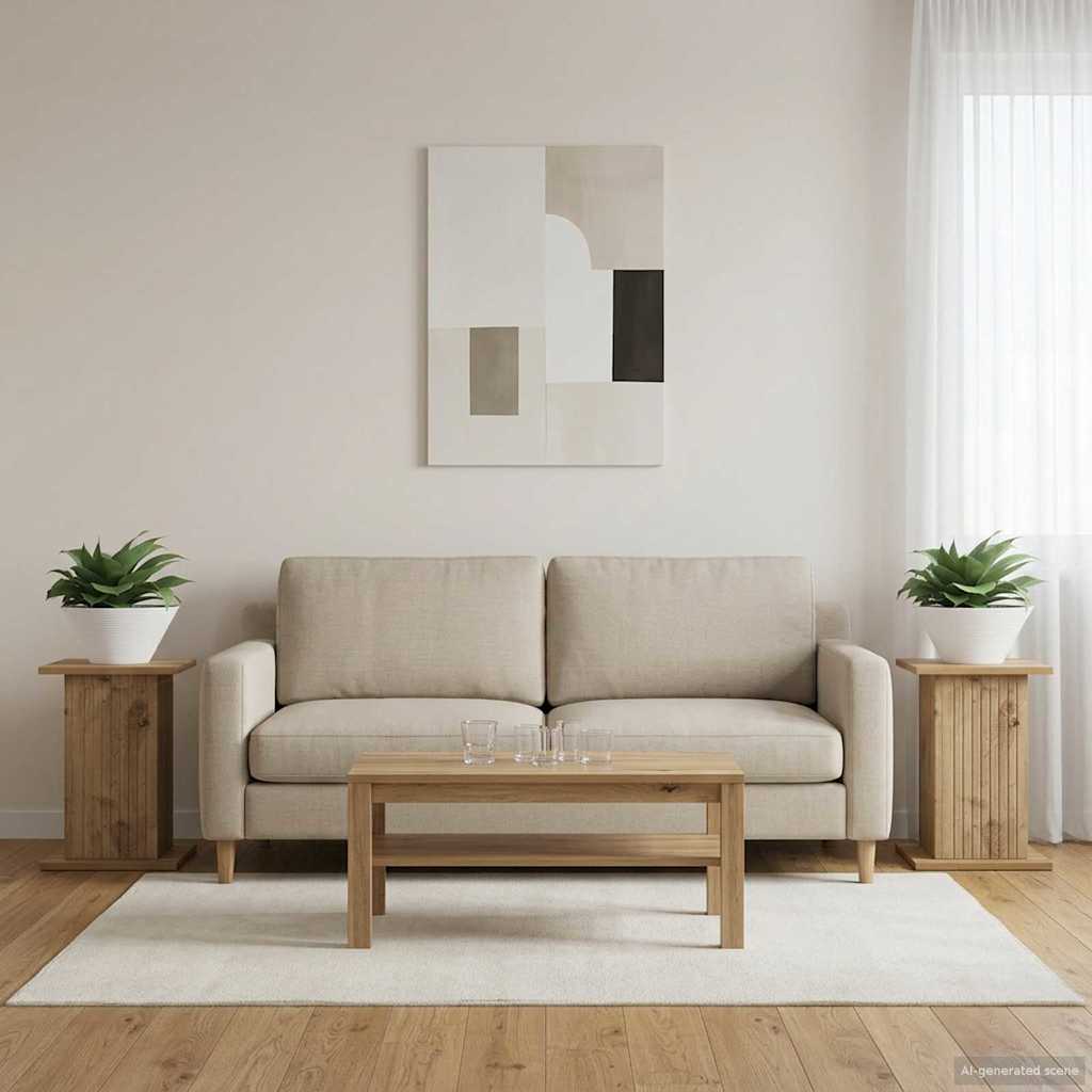 Vidaxl plantenstandaard 2 st artisanaal eiken 30,5 x 30 x 43 cm