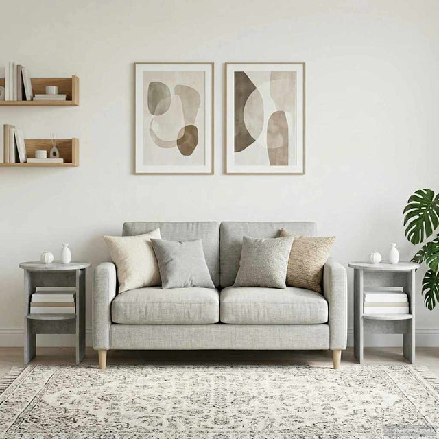 Vidaxl bijzetkast 2 st beton grijs ø40 x 50 cm geconstrueerd hout