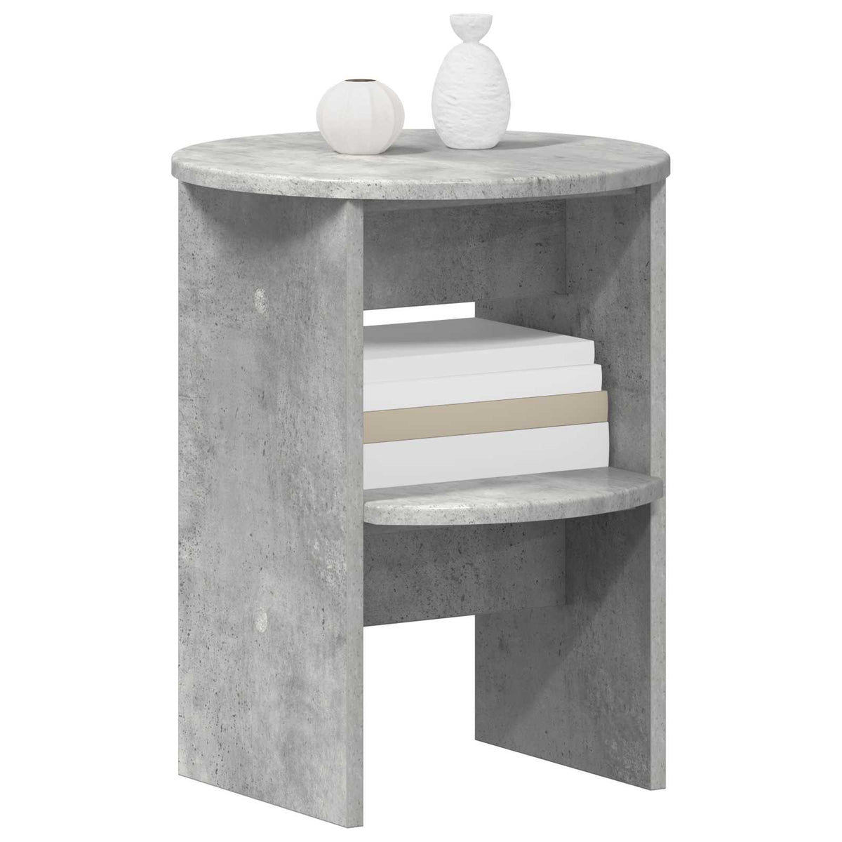 Vidaxl bijzetkast 2 st beton grijs ø40 x 50 cm geconstrueerd hout