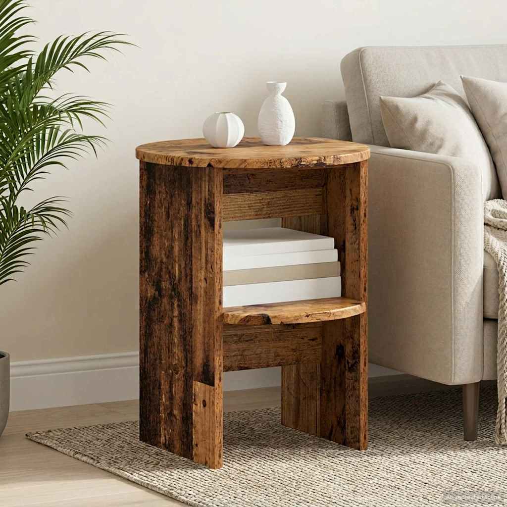 Vidaxl bijzetkast 2 st oudhout ø40 x 50 cm geconstrueerd hout