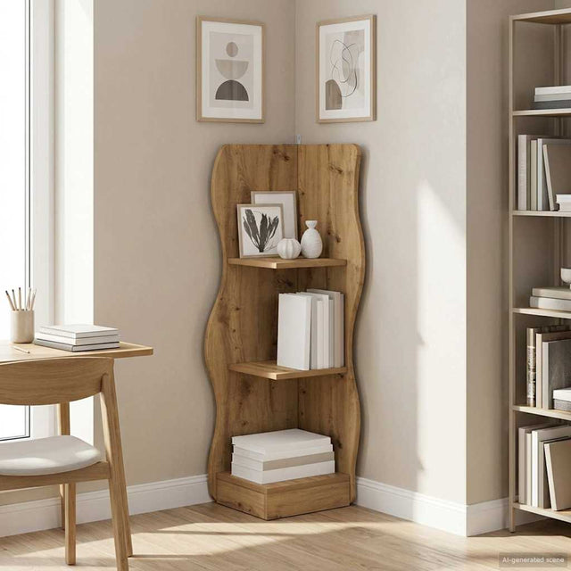 Vidaxl hoekplank artisanaal eiken 34 x 33 x 102 cm bewerkt hout
