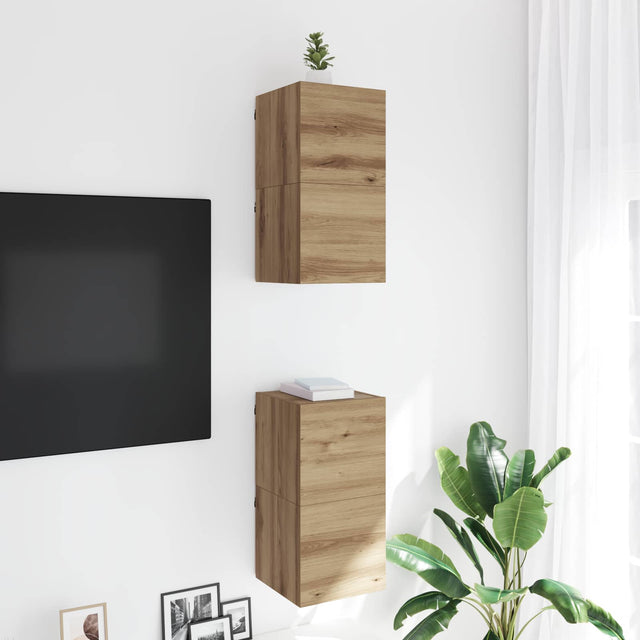 Vidaxl wandgemonteerde tv-kast artisanaal eiken bewerkt hout