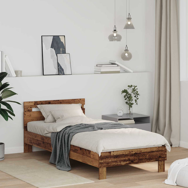 Vidaxl bedframe oudhout 98.5 x 200 cm bewerkt hout