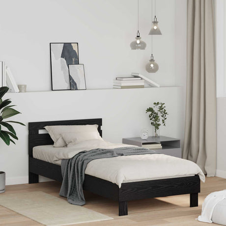 Vidaxl bedframe zwart eiken 98.5 x 200 cm bewerkt hout