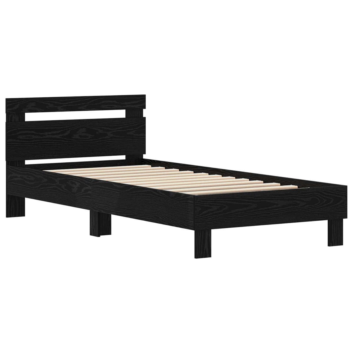 Vidaxl bedframe zwart eiken 75 x 190 cm bewerkt hout