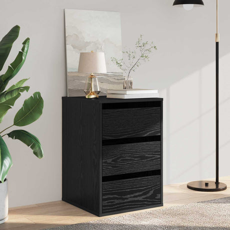Vidaxl ladenkast 3-lade zwart eiken 41 x 40 x 58 cm bewerkt hout
