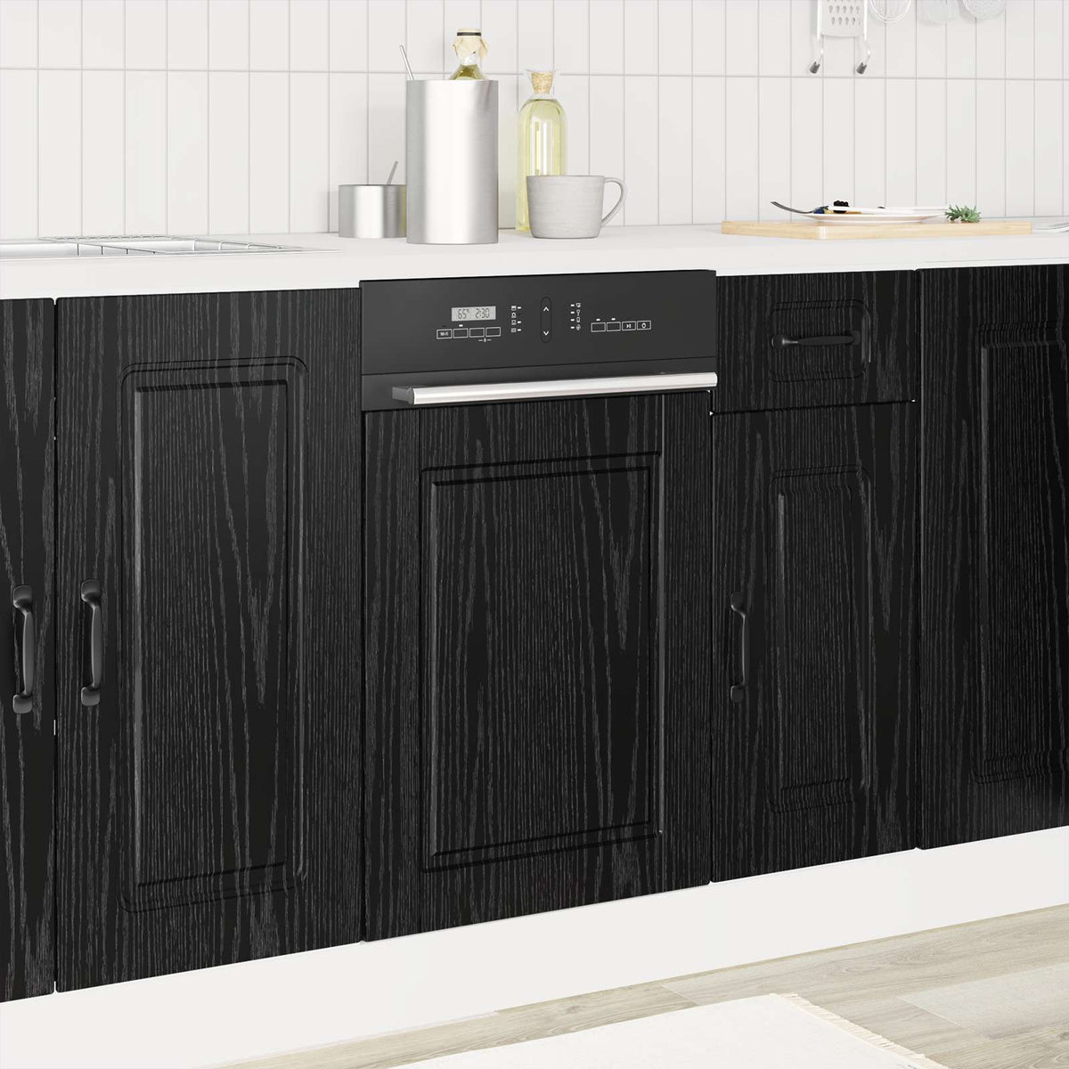 Vidaxl vaatwasserpaneel porto zwart eiken 45 x 1,5 x 57 cm