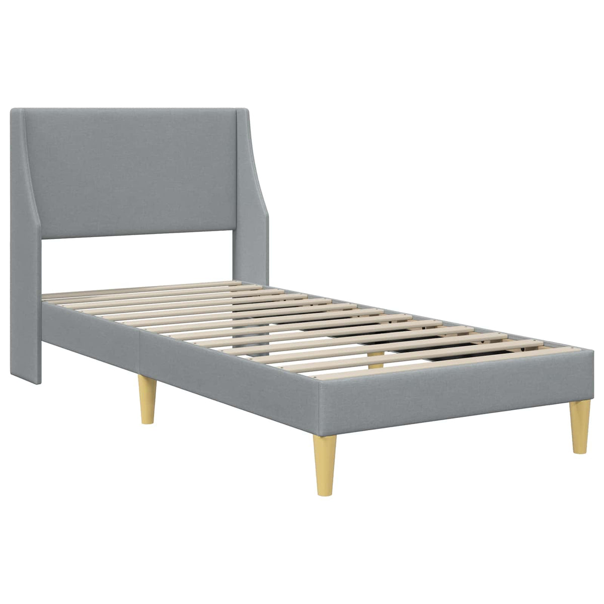 Vidaxl bedframe effen met hoofdeinde lichtgrijs 90 x 200 cm stof