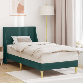 Vidaxl bedframe effen met hoofdeinde donkergroen 90 x 200 cm stof