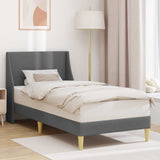 Vidaxl bedframe effen met hoofdeinde donkergrijs 100 x 200 cm stof