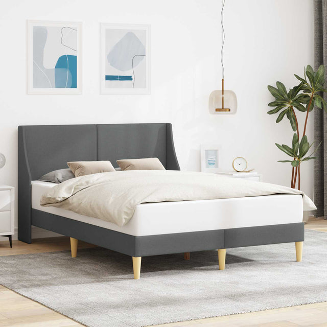 Vidaxl bedframe met hoofdeinde donkergrijs 137 x 190 cm stof