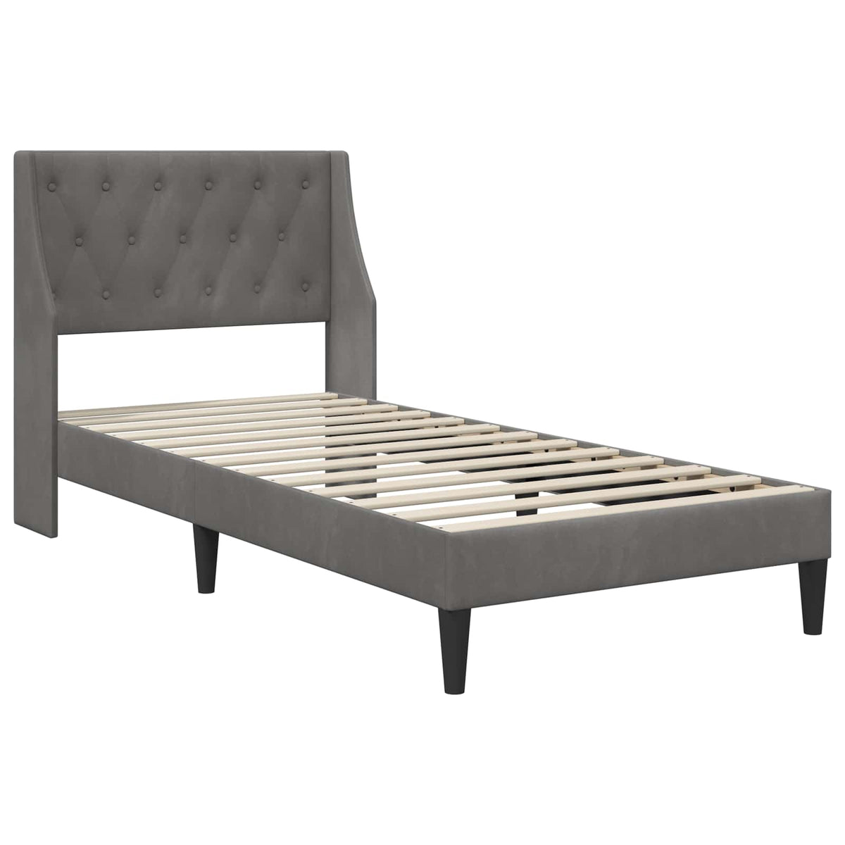 Vidaxl bedframe met hoofdeinde donkergrijs 90 x 190 cm fluweel