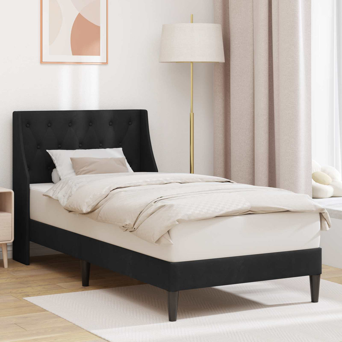 Vidaxl bedframe met hoofdeinde zwart 90 x 200 cm fluweel