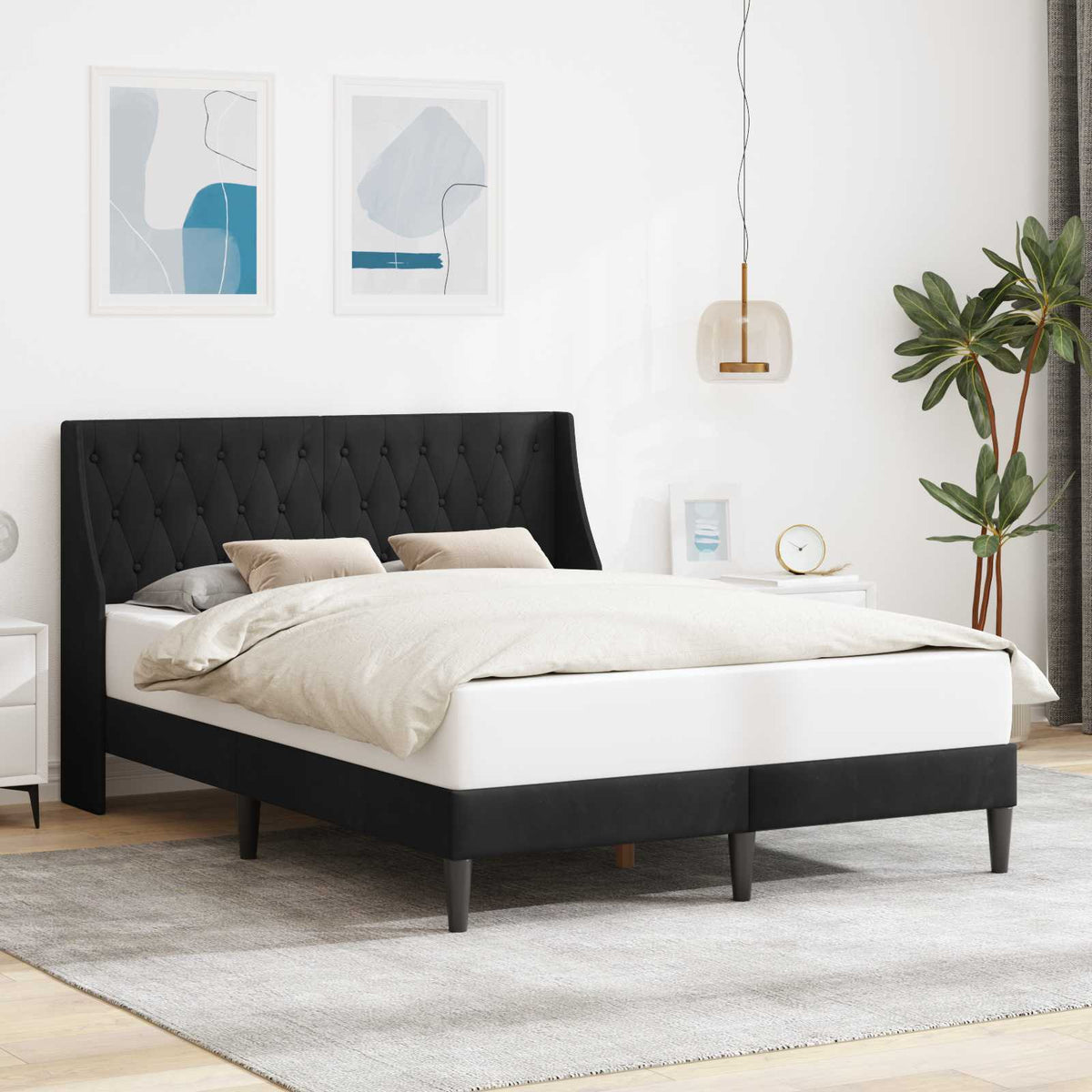 Vidaxl bedframe met hoofdeinde zwart 140 x 200 cm fluweel