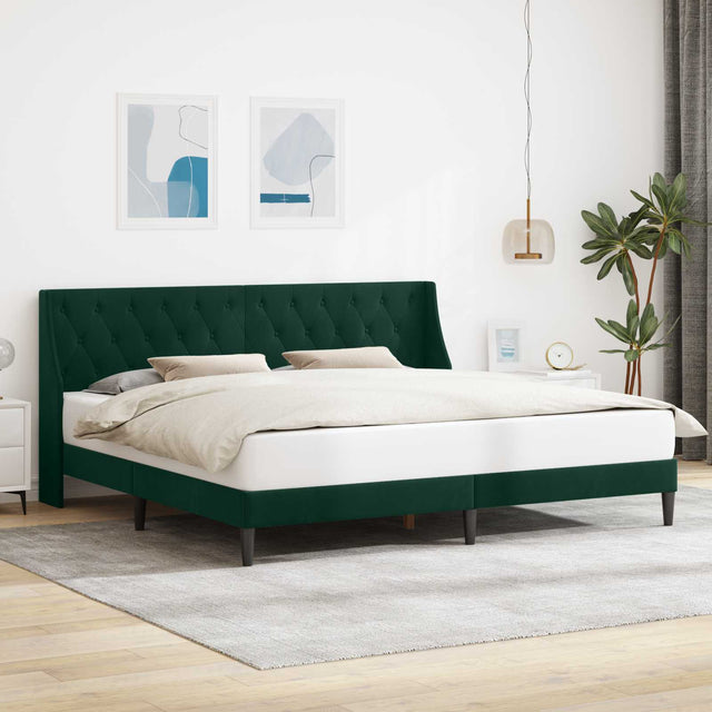 Vidaxl bedframe met hoofdeinde donkergroen 180 x 200 cm fluweel