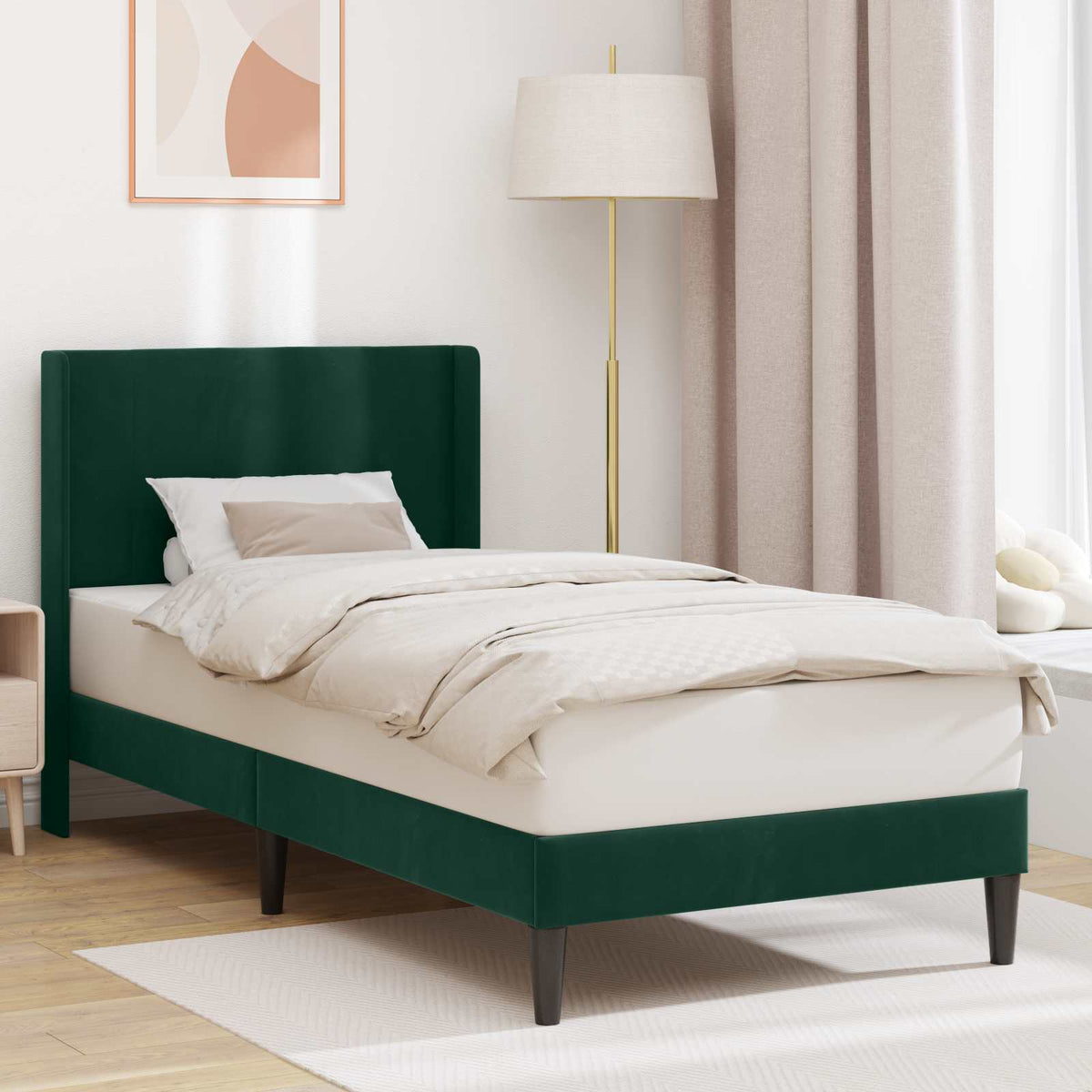 Vidaxl bedframe met hoofdeinde donkergroen 80 x 200 cm fluweel