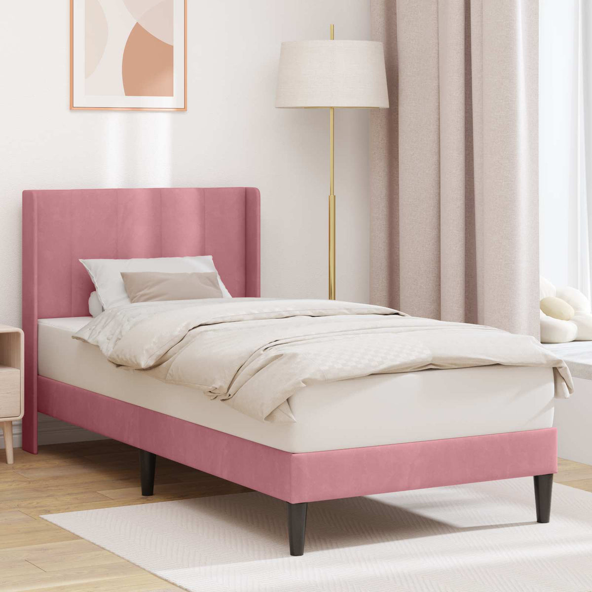 Vidaxl bedframe met hoofdeinde roze 80 x 200 cm fluweel