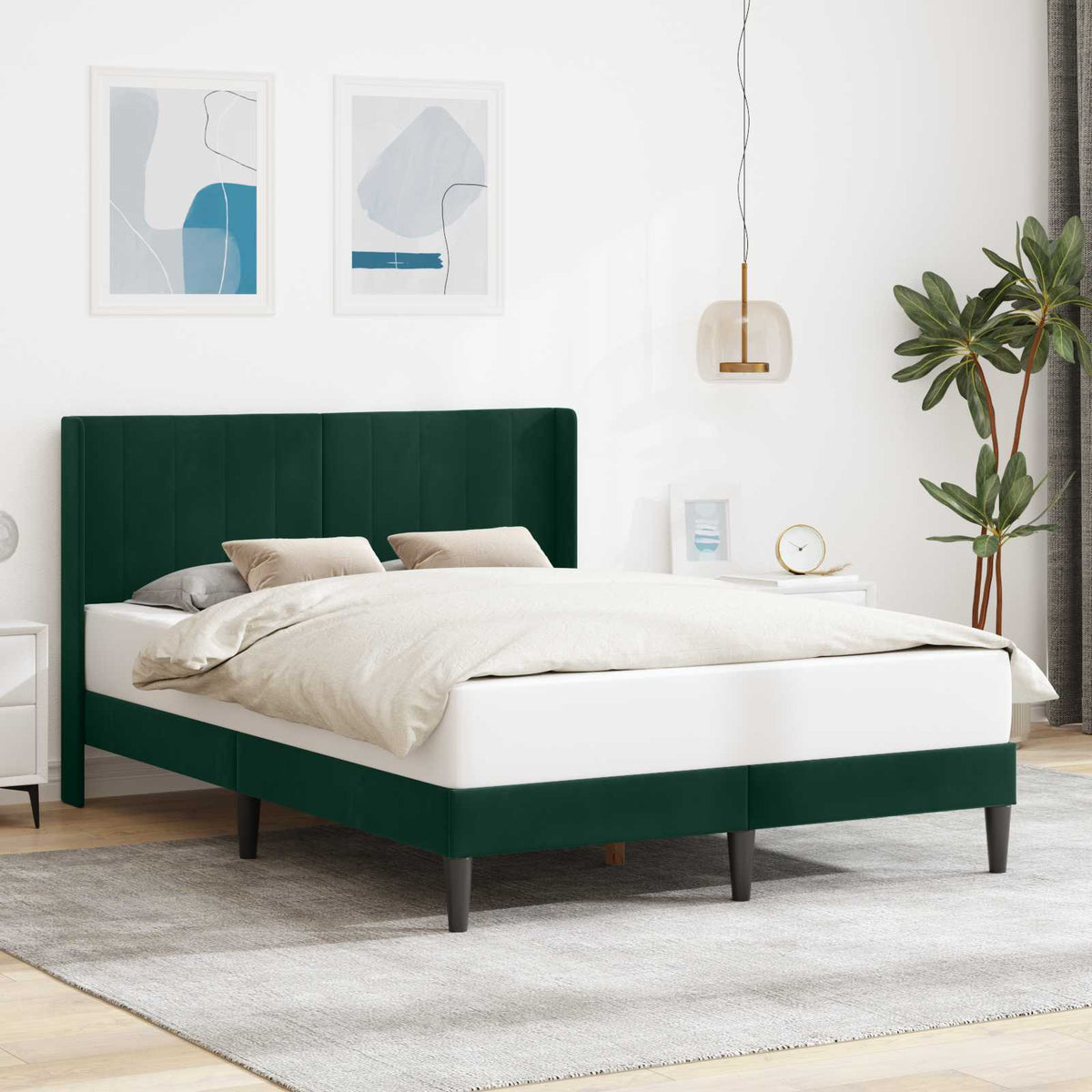 Vidaxl bedframe met hoofdeinde donkergroen 140 x 200 cm fluweel