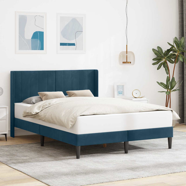 Vidaxl bedframe met hoofdeinde blauw 160 x 200 cm fluweel