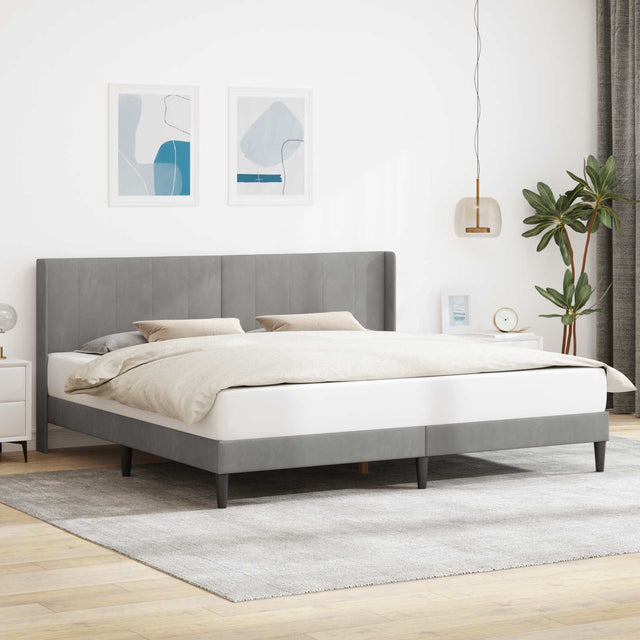 Vidaxl bedframe met hoofdeinde lichtgrijs 180 x 200 cm fluweel