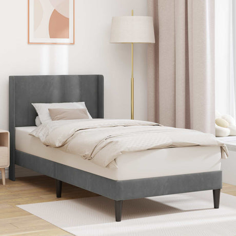 Vidaxl bedframe met hoofdeinde donkergrijs 100 x 190 cm fluweel