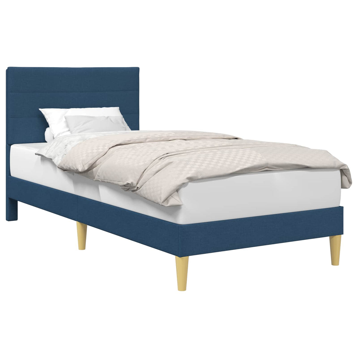 Vidaxl bedframe met hoofdeinde blauw 90 x 190 cm stof