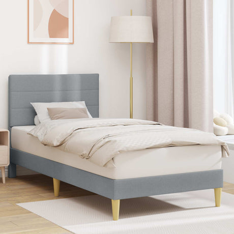 Vidaxl bedframe met hoofdeinde lichtgrijs 90 x 200 cm stof