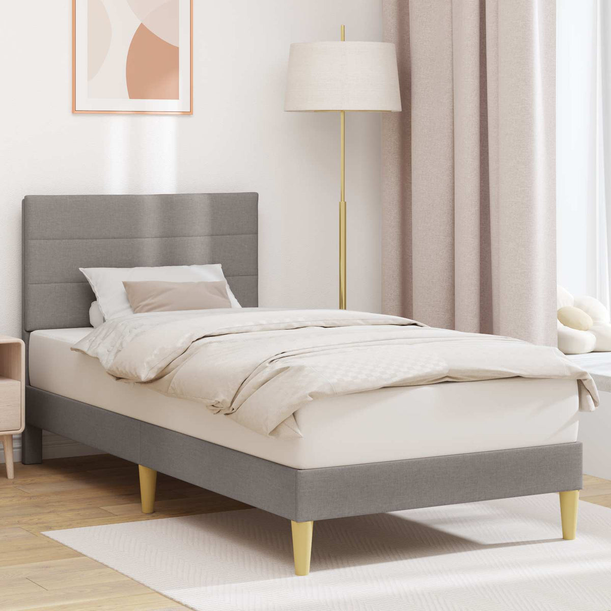 Vidaxl bedframe met hoofdeinde taupe 100 x 200 cm stof