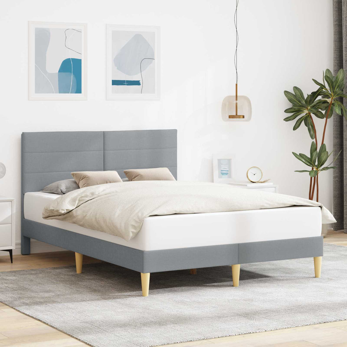 Vidaxl bedframe met hoofdeinde lichtgrijs 120 x 200 cm stof