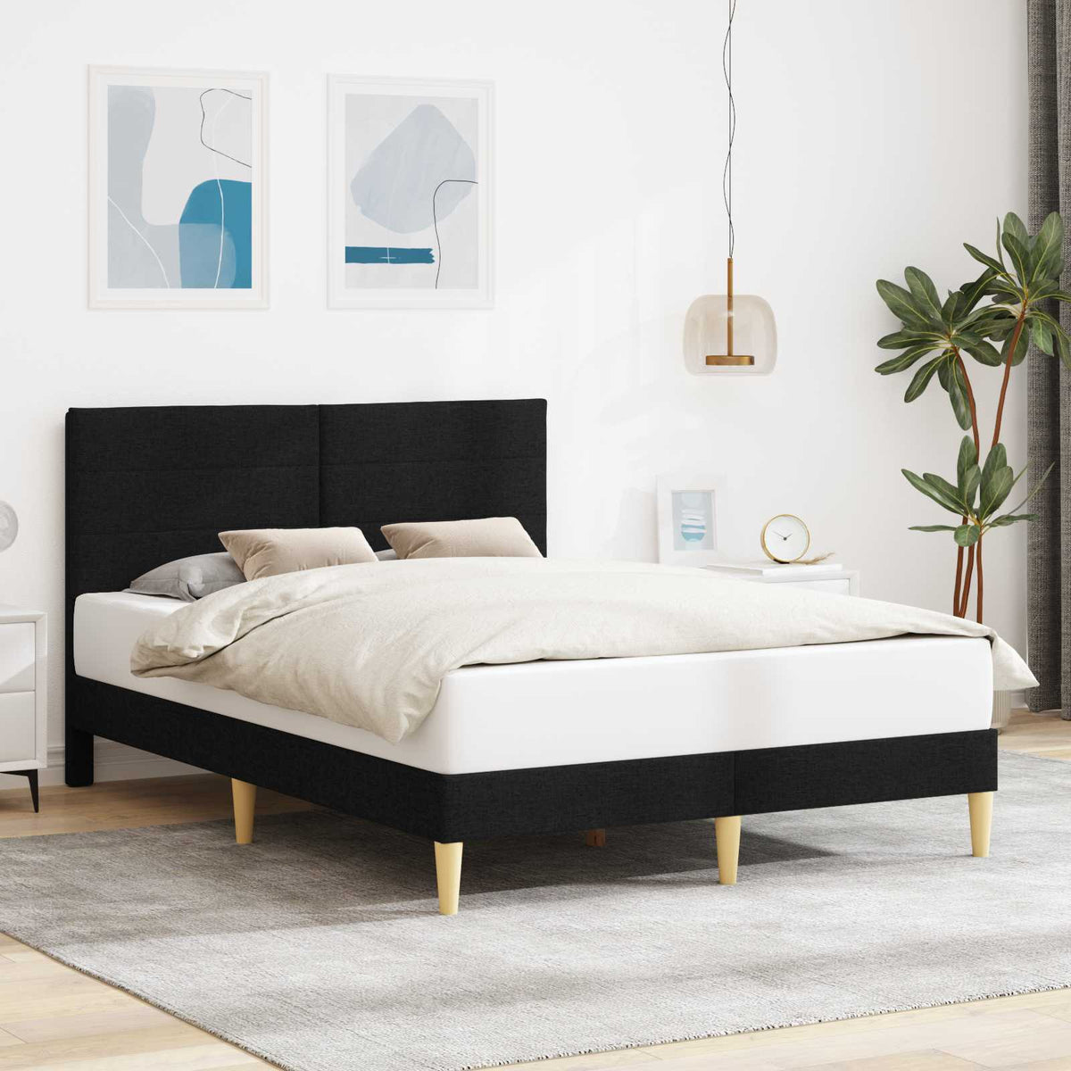 Vidaxl bedframe met hoofdeinde zwart 120 x 200 cm stof