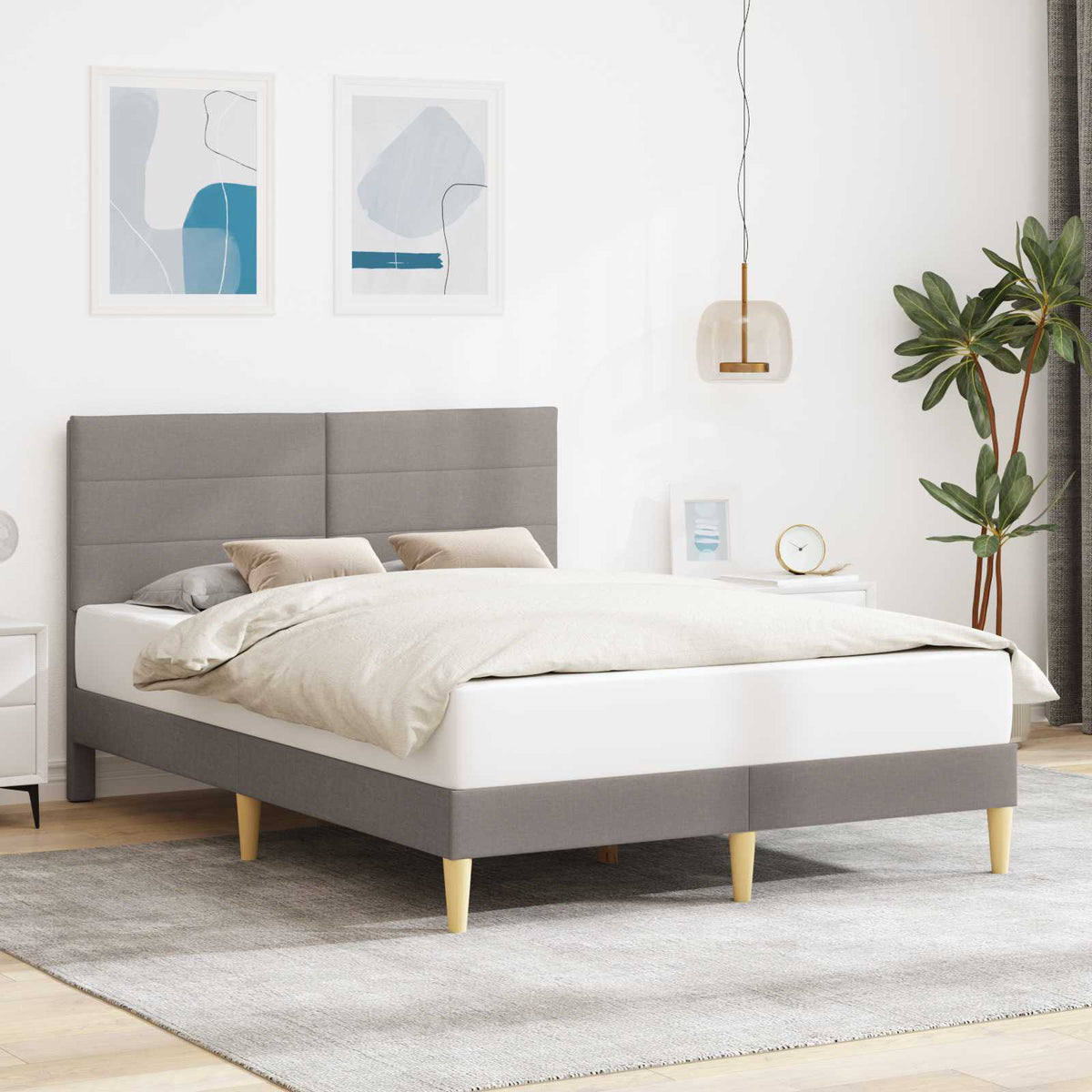 Vidaxl bedframe met hoofdeinde taupe 160 x 200 cm stof