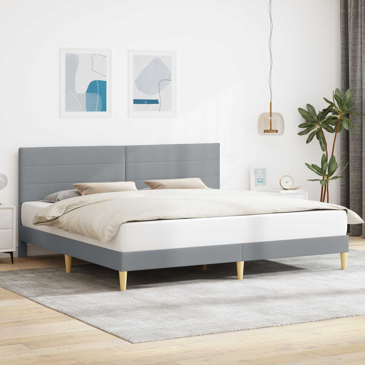 Vidaxl bedframe met hoofdeinde lichtgrijs 180 x 200 cm stof