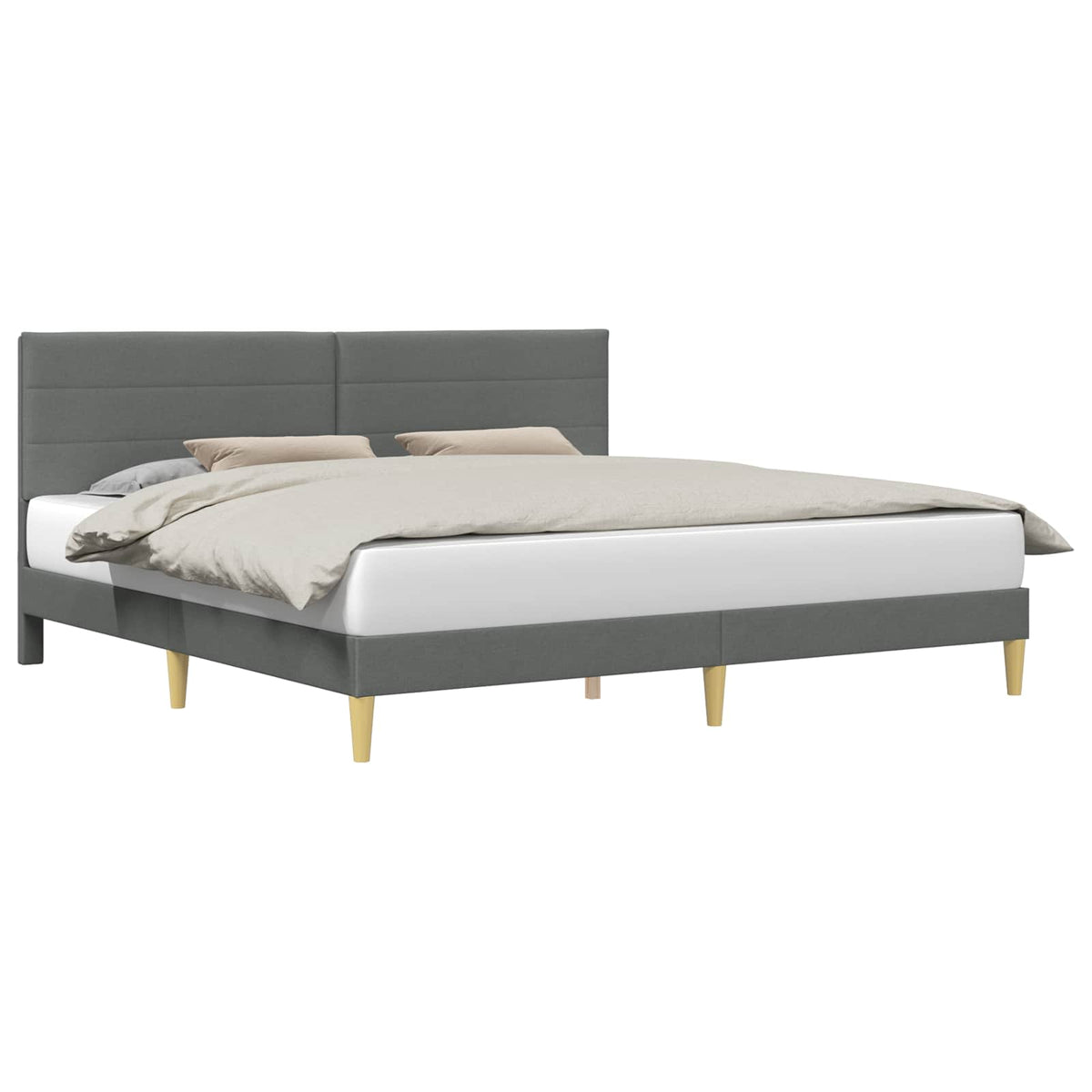 Vidaxl bedframe met hoofdeinde donkergrijs 180 x 200 cm stof