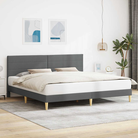Vidaxl bedframe met hoofdeinde donkergrijs 200 x 200 cm stof
