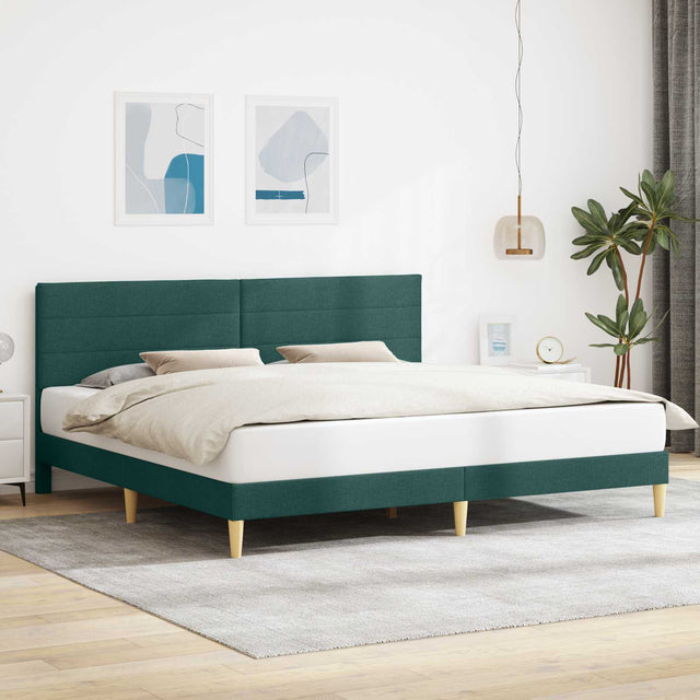 Vidaxl bedframe met hoofdeinde donkergroen 200 x 200 cm stof