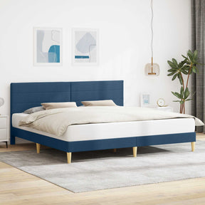 Vidaxl bedframe met hoofdeinde blauw 200 x 200 cm stof