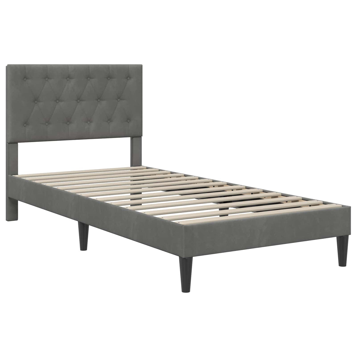 Vidaxl bedframe met hoofdeinde donkergrijs 90 x 190 cm fluweel