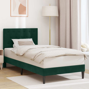 Vidaxl bedframe met hoofdeinde donkergroen 90 x 190 cm fluweel